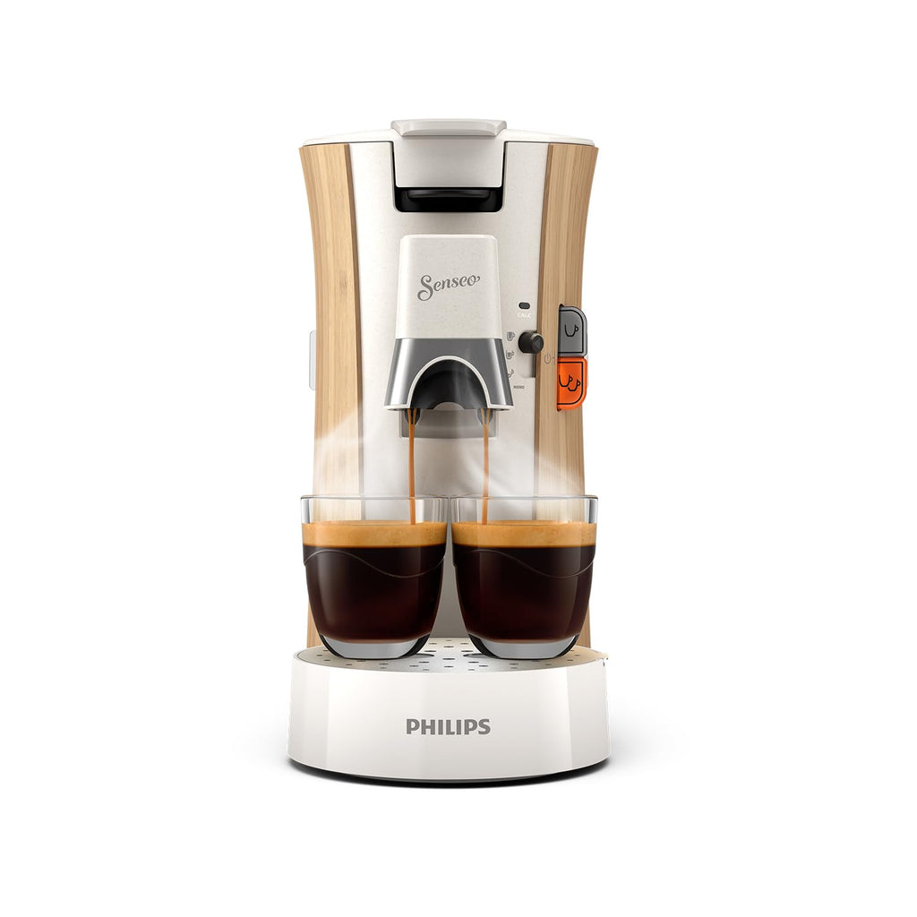 Cafetière Premium Device à Café à Dosettes - Intensity Plus, Fonction Mémo, 3 Intensités, Crema Plus, Blanc soie, CSA240/06