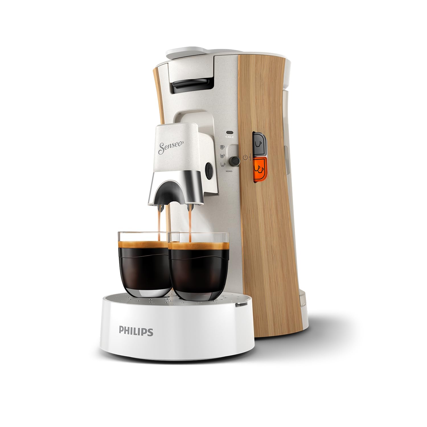 Cafetière Premium Device à Café à Dosettes - Intensity Plus, Fonction Mémo, 3 Intensités, Crema Plus, Blanc soie, CSA240/06