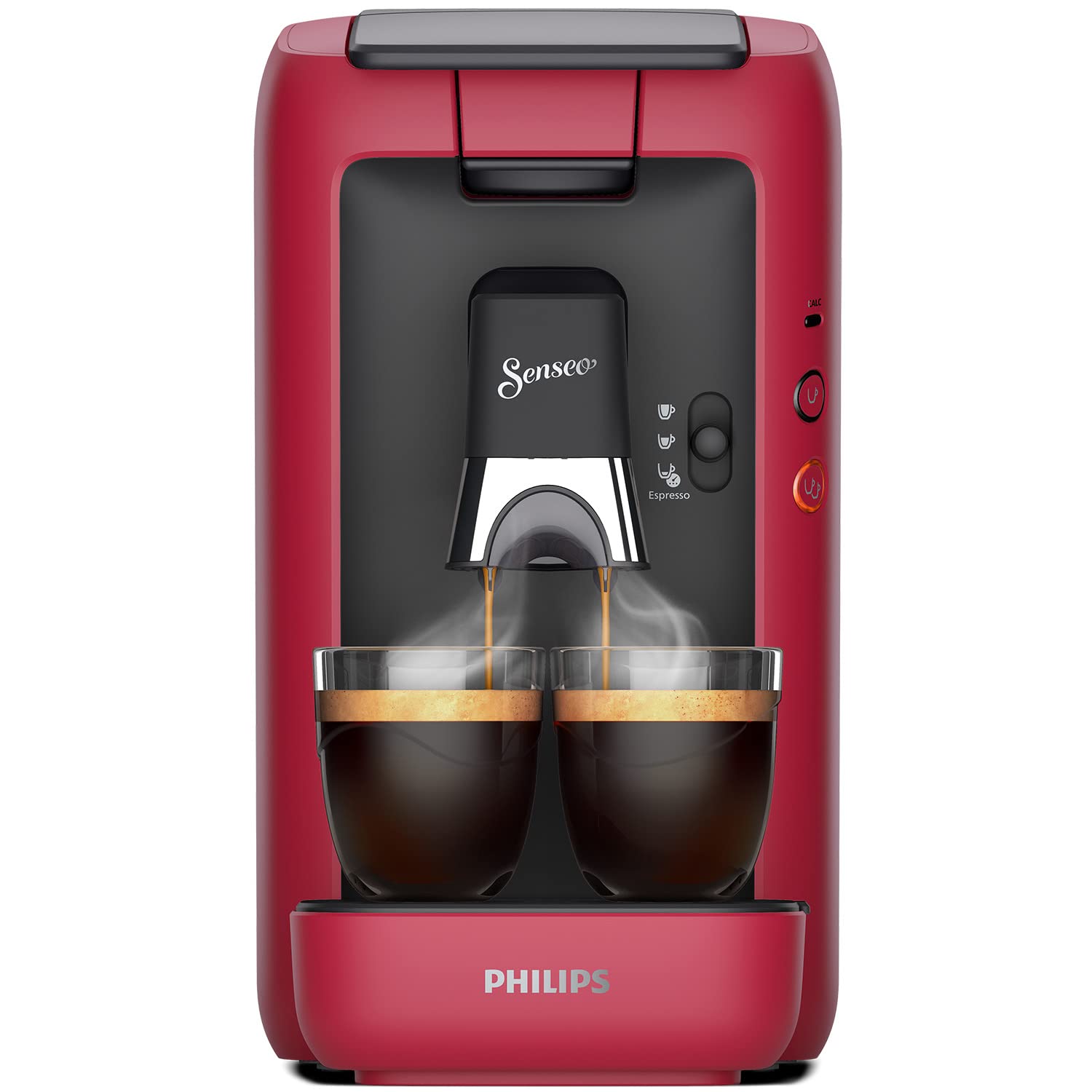 Maestro Device à Café Dosettes Cafetière avec Réservoir d'Eau de 1,2 Litre, Rouge, CSA260/91