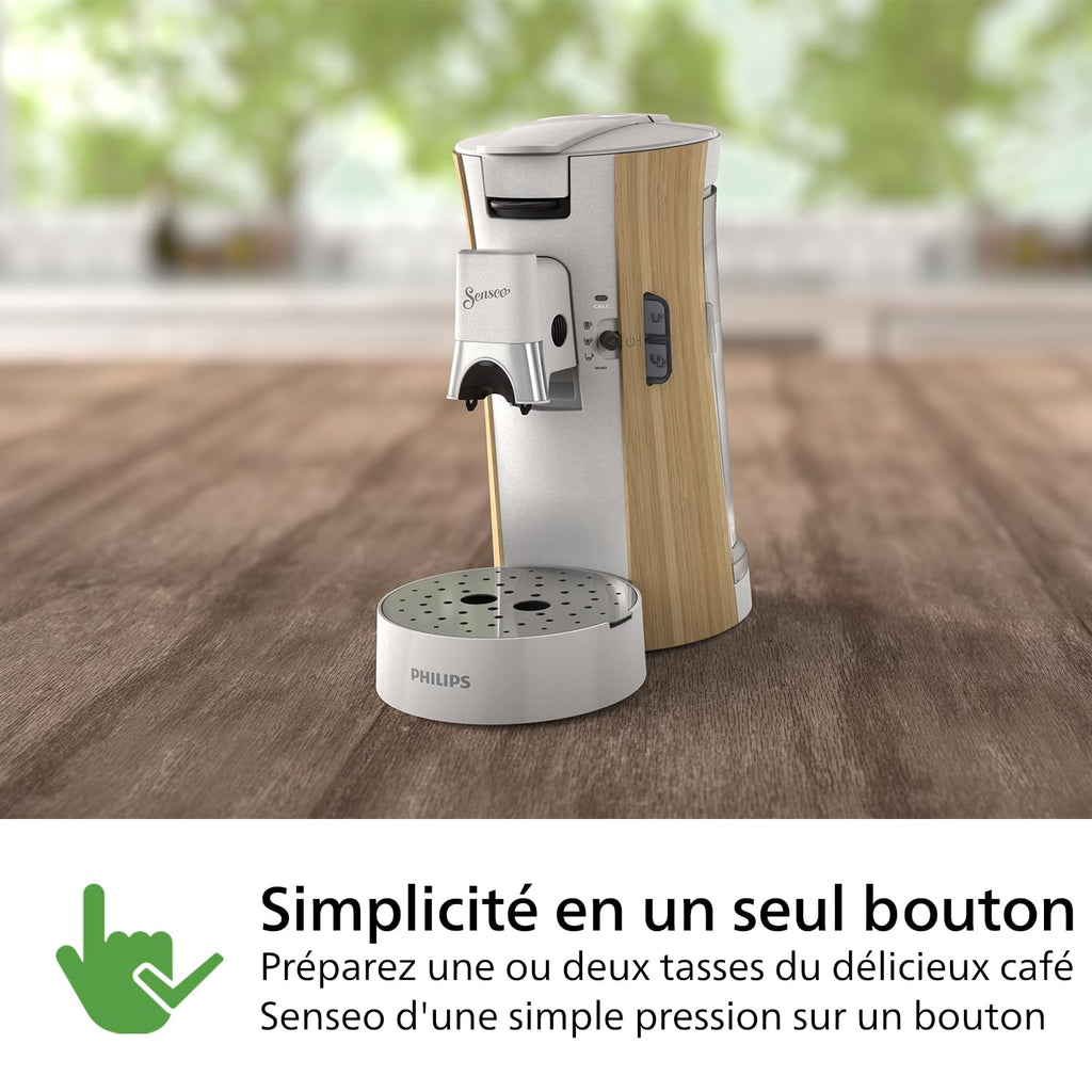 Cafetière Premium Device à Café à Dosettes - Intensity Plus, Fonction Mémo, 3 Intensités, Crema Plus, Blanc soie, CSA240/06