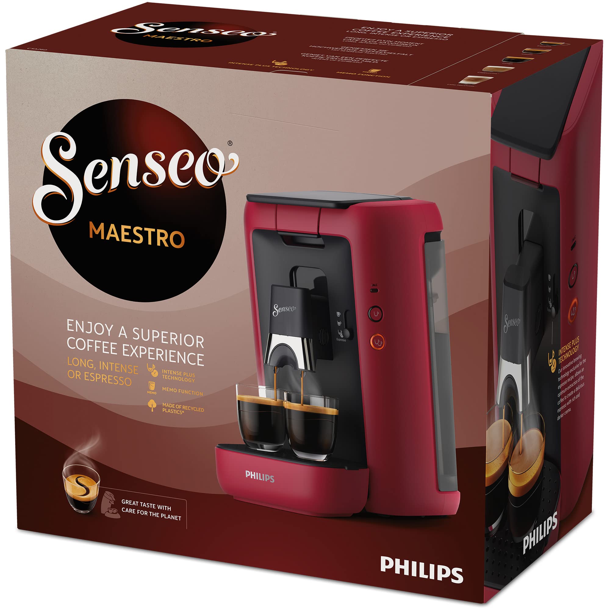 Maestro Device à Café Dosettes Cafetière avec Réservoir d'Eau de 1,2 Litre, Rouge, CSA260/91