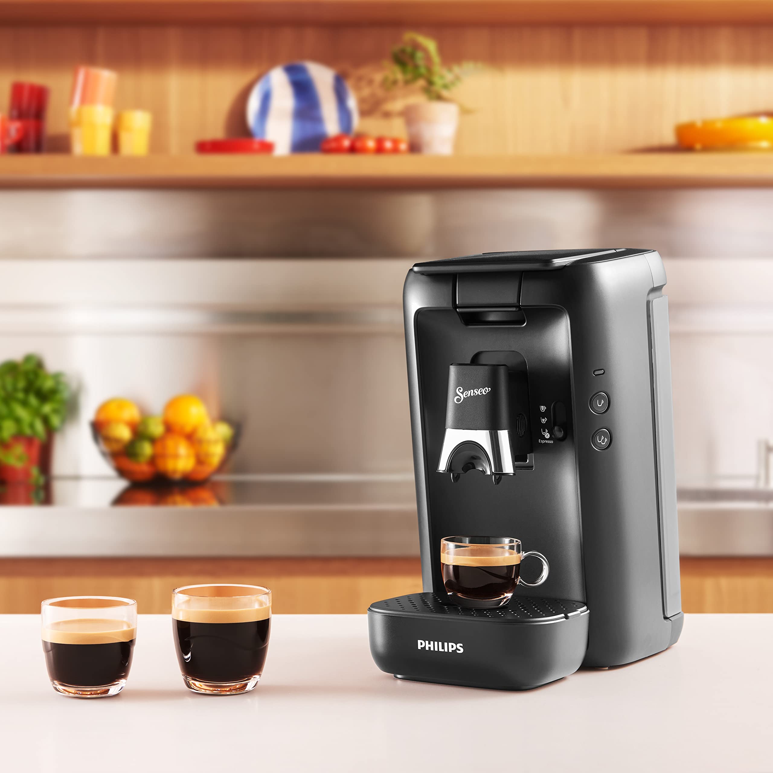 Maestro Device à Café Dosettes avec Réservoir d'Eau de 1,2 Litre, Sélection l'Intensité du et Fonction Mémo, Black, CSA260/61