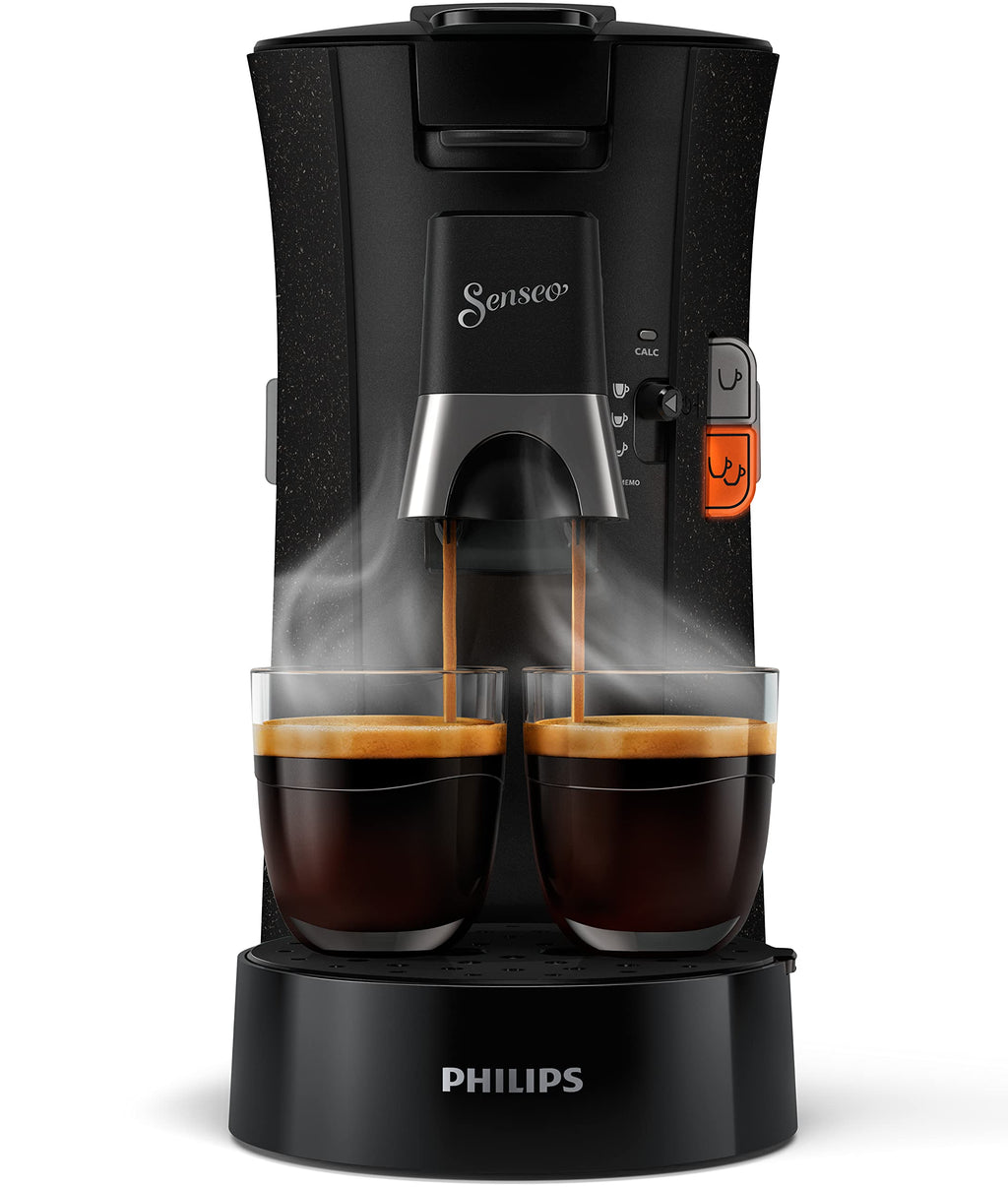 Cafetière Premium Eco-Friendly Device à dosettes à café – Choix de la force du café Plus Fonction Memo en plastique recyclé, 1450 W, Black/Moucheté, CSA240/20
