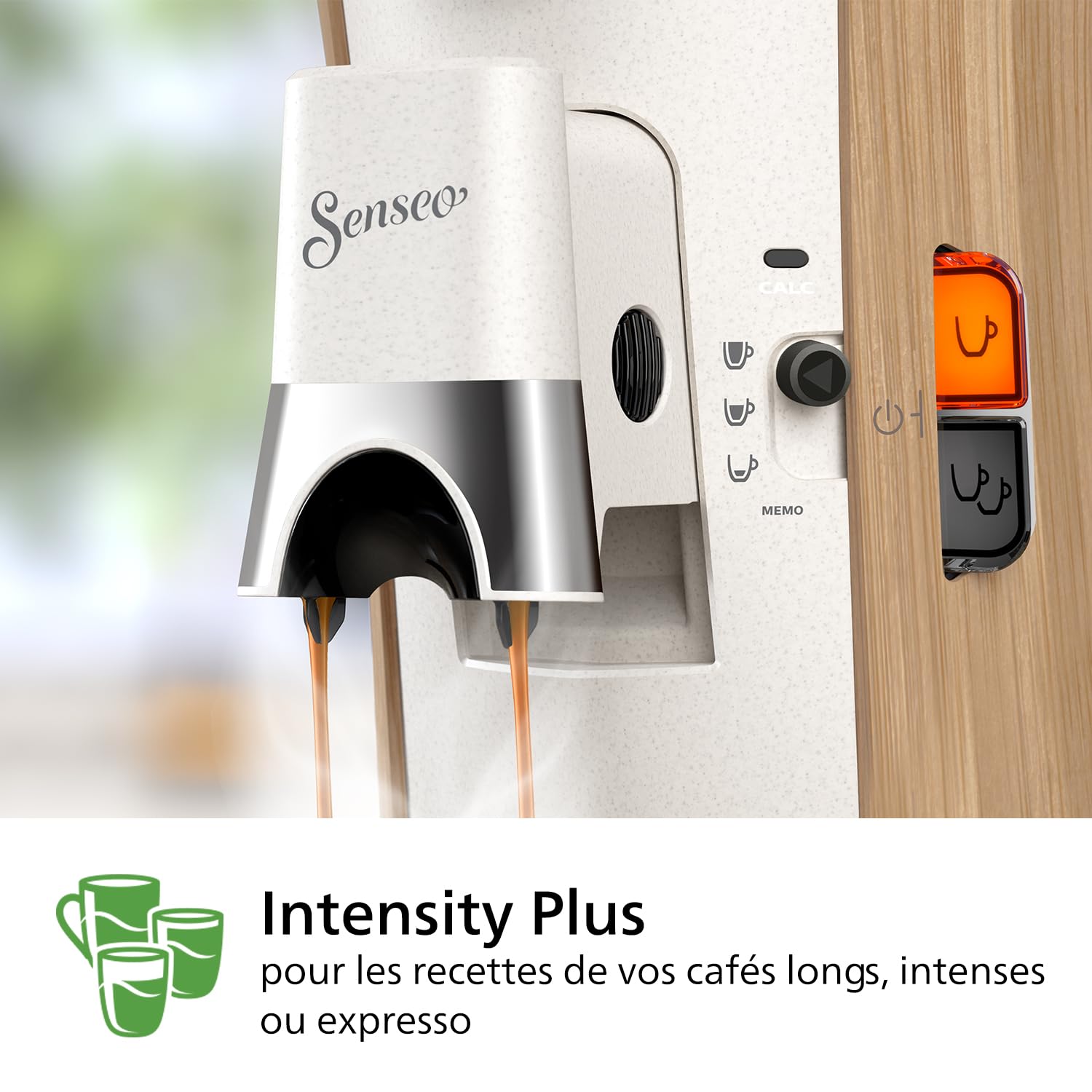 Cafetière Premium Device à Café à Dosettes - Intensity Plus, Fonction Mémo, 3 Intensités, Crema Plus, Blanc soie, CSA240/06
