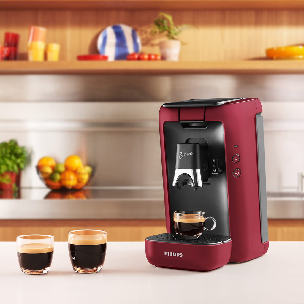 Maestro Device à Café Dosettes Cafetière avec Réservoir d'Eau de 1,2 Litre, Rouge, CSA260/91