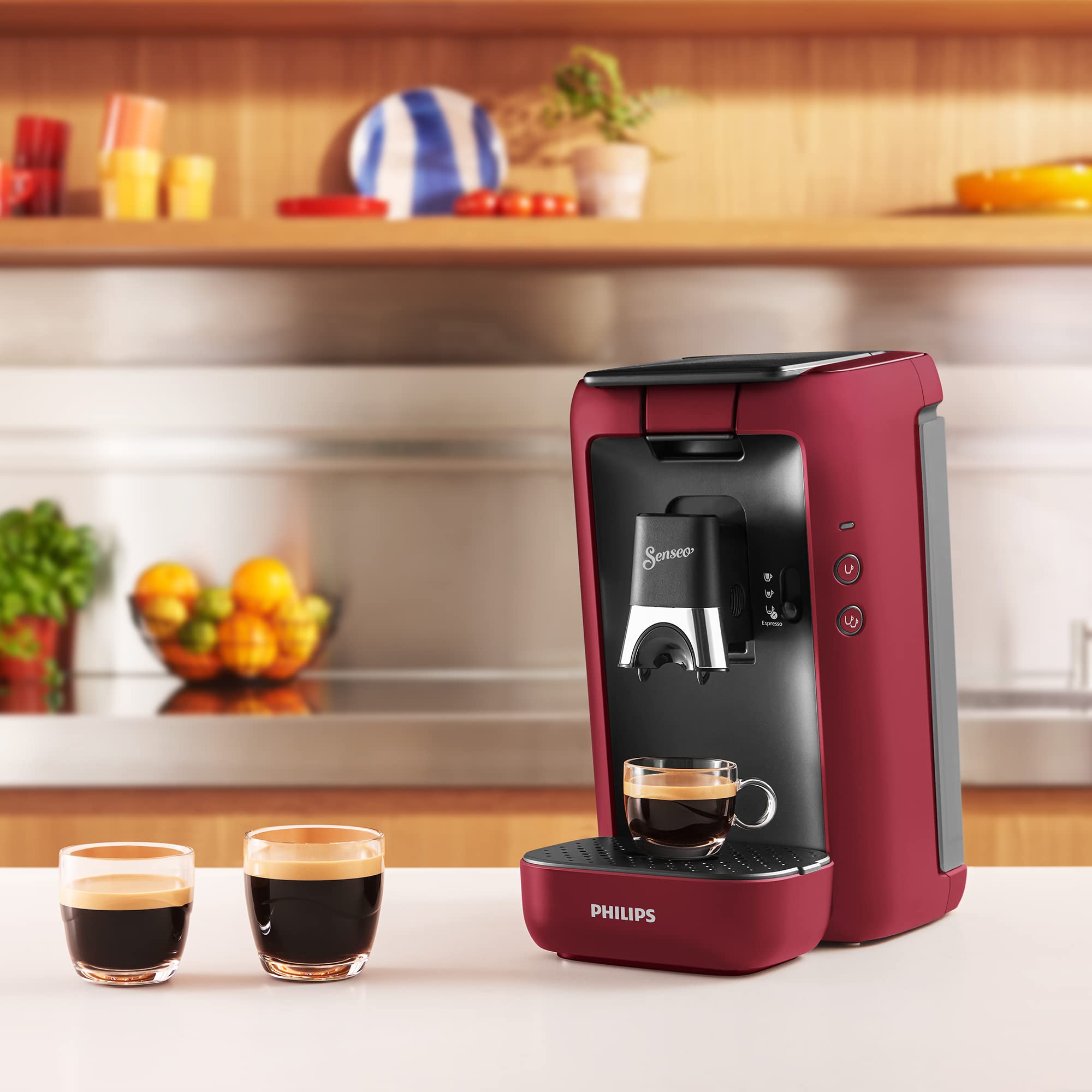 Maestro Device à Café Dosettes Cafetière avec Réservoir d'Eau de 1,2 Litre, Rouge, CSA260/91
