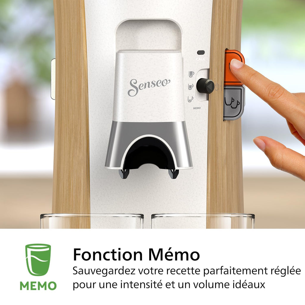 Cafetière Premium Device à Café à Dosettes - Intensity Plus, Fonction Mémo, 3 Intensités, Crema Plus, Blanc soie, CSA240/06