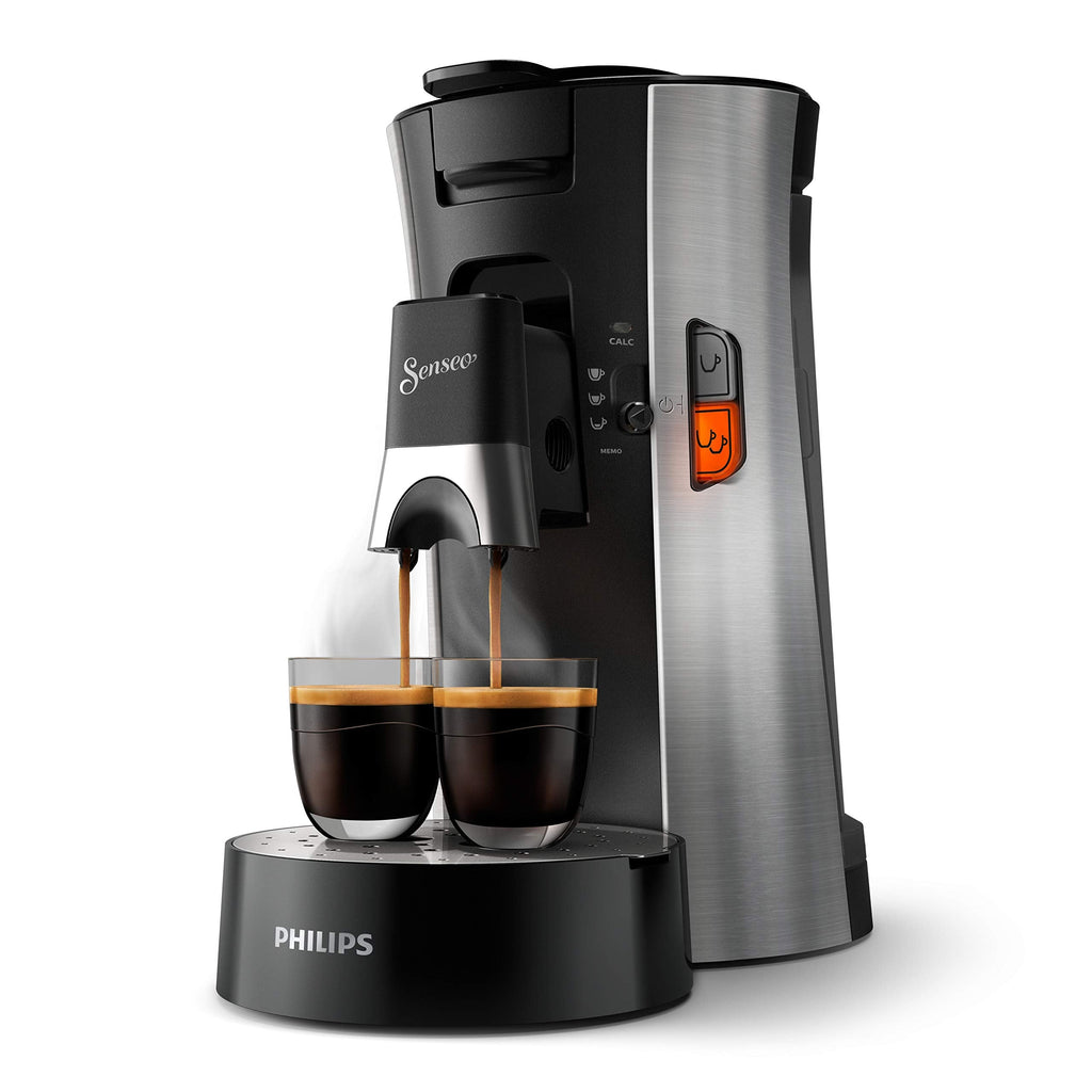 SENSEO Premium Eco-Friendly Café Dosettes – Intensity Plus – Crema Plus – Function Memo - Acier Brossé (CSA250/10)