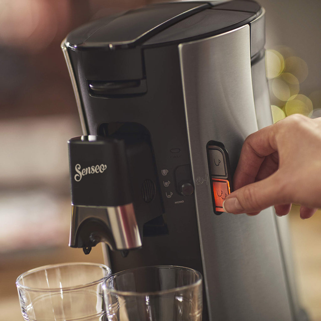 SENSEO Premium café à dosettes, Intensity Plus Crema Plus, Sauge, Une ou deux tasses à la fois, CSA250/11, Metal