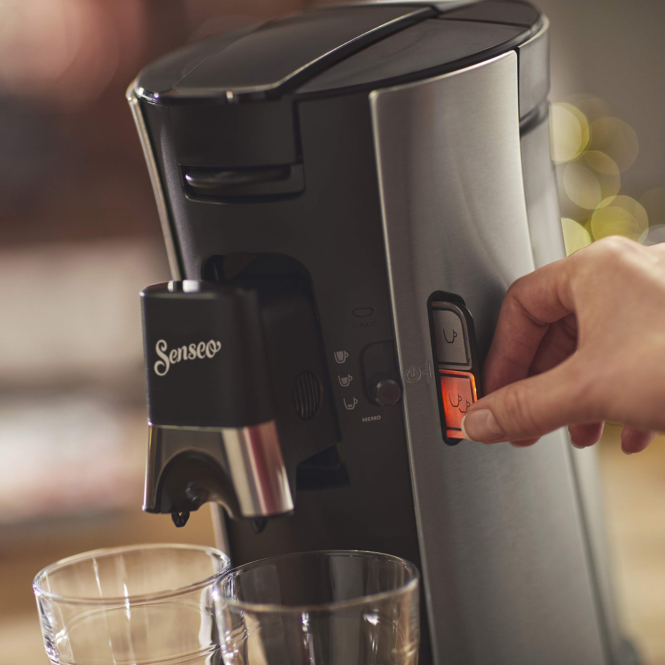 SENSEO Premium café à dosettes, Intensity Plus Crema Plus, Sauge, Une ou deux tasses à la fois, CSA250/11, Metal